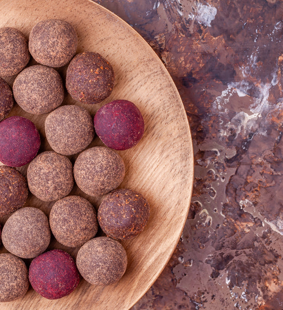 Cherry-Chocolate and Peanut Butter Protein Bites